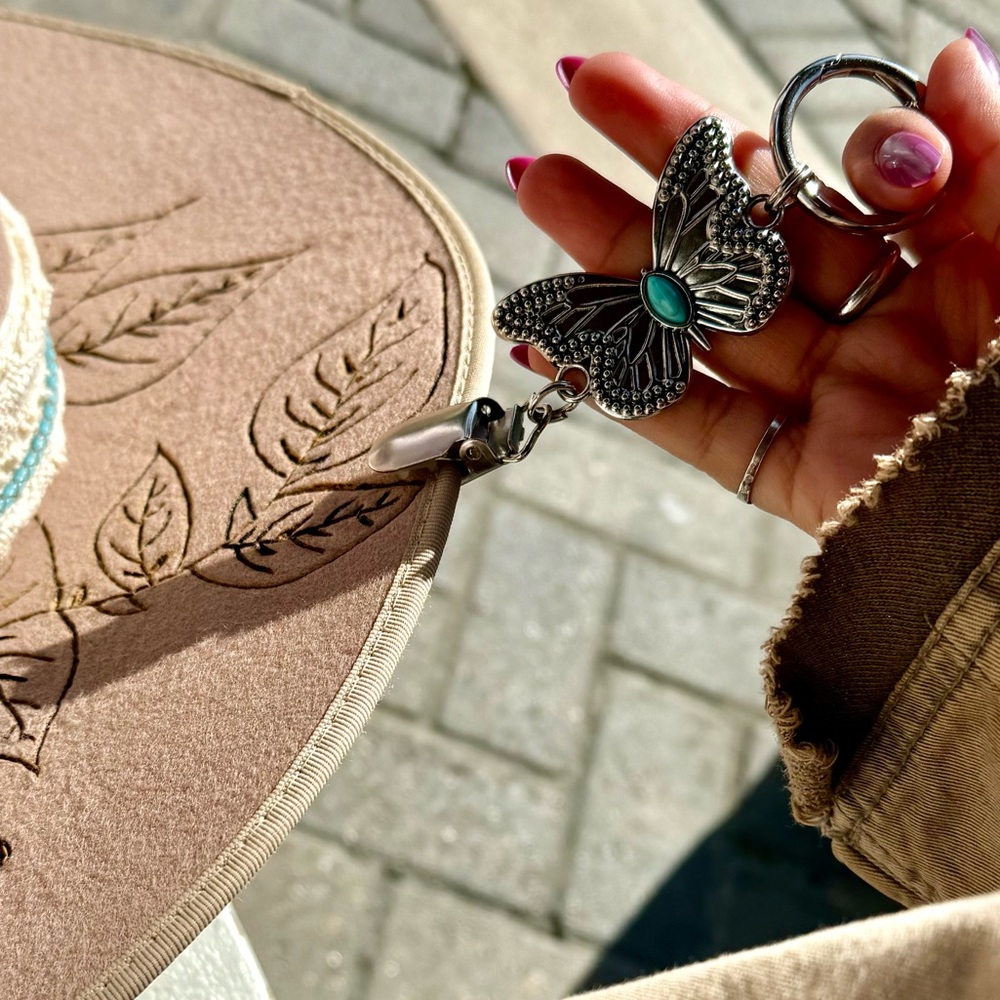 Butterfly hat holder bag charm keychain